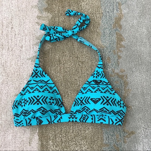 ROXY Blue Patterned Halter Bathing Suit Top - Picture 2 of 3